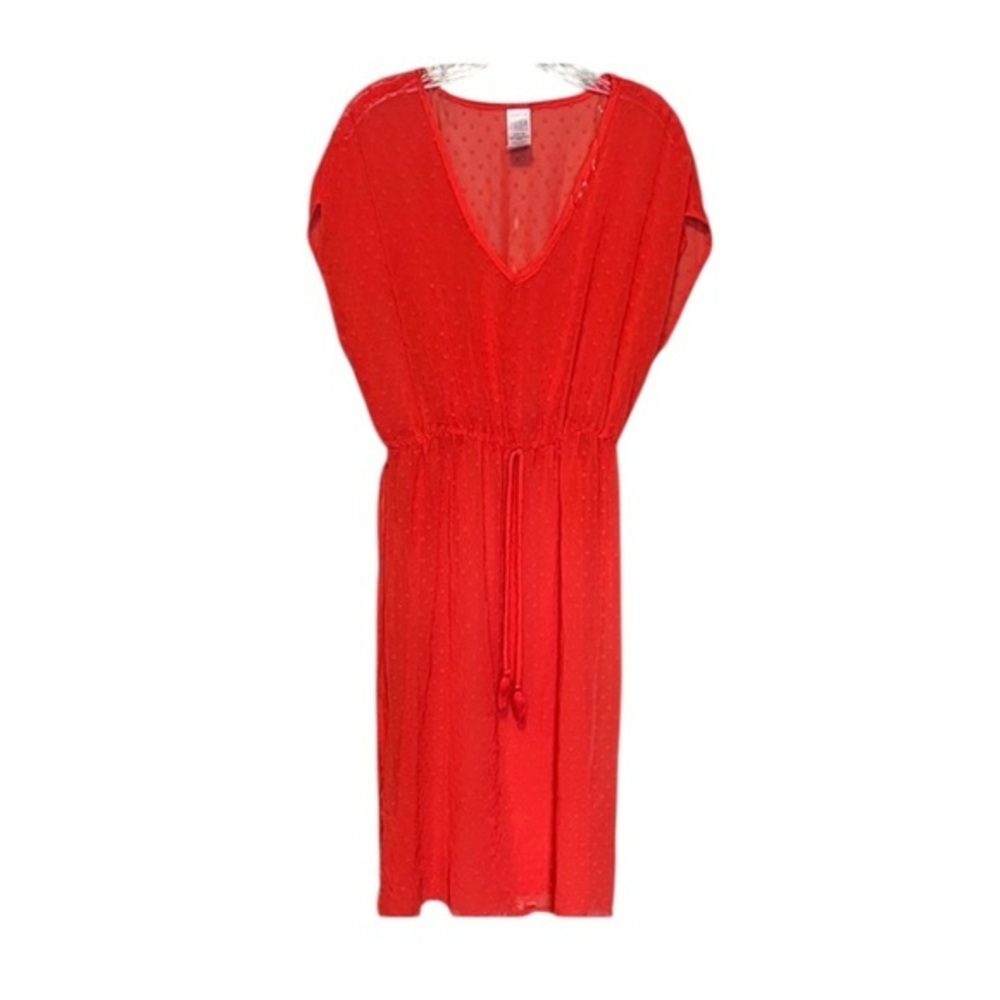 Time and Tru Red Sheer Swiss Dot Cover-Up Dress Womens size medium 8-10